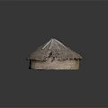 Traditional Round Thatch Roof Structure Model With Earthen Base And Straw Details 3d model
