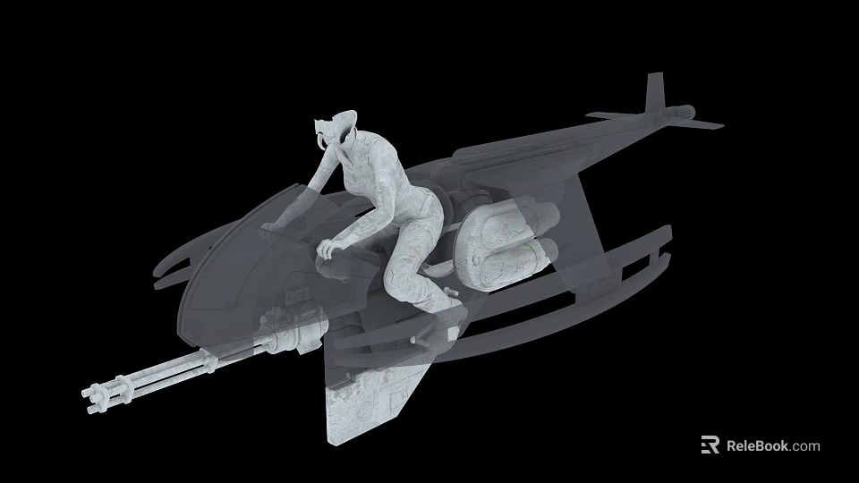 Functional Vehicle 3D Model With Pilot And Mounted Weapon System Design 3d model 