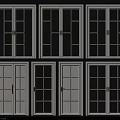Sliding Doors with Various Grid Patterns White Frames and Black Glass Panels 3d model