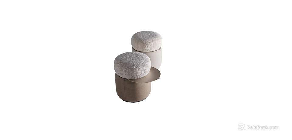Modern Stools With Round Padded Seats And Cylindrical Bases In Neutral Tones 3d model 