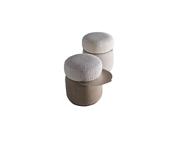 Modern Stools With Round Padded Seats And Cylindrical Bases In Neutral Tones 3d model