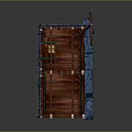 Cartoon Scene With Wooden Frame Blue Stone Blocks Window And Wooden Floor