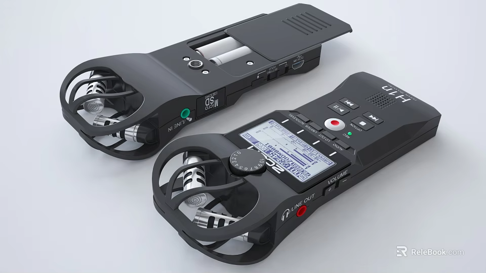 High Quality Black Headphone Speaker Devices With Digital Display And Microphones 3d model 