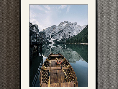 Modern Landscape Painting Simple Blue Study Boat Decorative Painting model