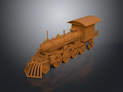 Vintage Brown Steam Train Model Classic Locomotive with Detailed Carriage and Multiple Wheels 3d model