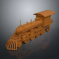 Vintage Brown Steam Train Model Classic Locomotive with Detailed Carriage and Multiple Wheels