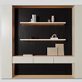 Modern Minimalist Bookcase With Wooden Frame Shelves And Drawer Storage Decorative Items