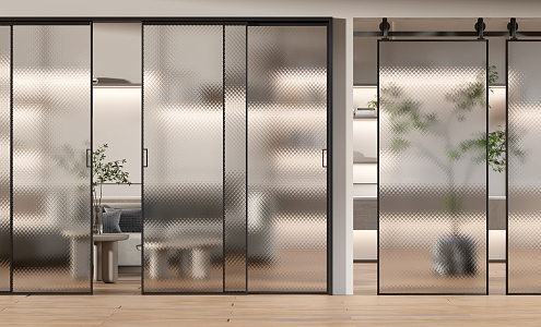 Modern sliding door glass sliding door 3d model