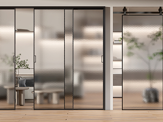 Modern sliding door glass sliding door 3d model