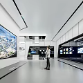 Modern Exhibition Hall Interior With Display Stands Digital Screens And Ceiling Lighting