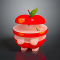 Sliced Layered Apple With Human Like Figure Green Leaf Tiny Feet And Small Sprout