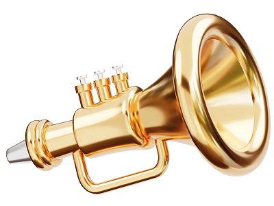Golden Trumpet Shaped Playground Equipment For Kids Outdoor Musical Play Activities 3d model