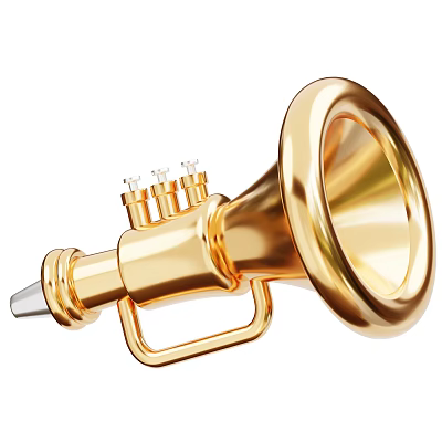 Golden Trumpet Shaped Playground Equipment For Kids Outdoor Musical Play Activities 3d model