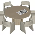 Middle style dining table and chair combination 3d model