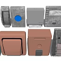 Colorful Commercial Equipment with Industrial Designs Diverse Shapes and Storage Units