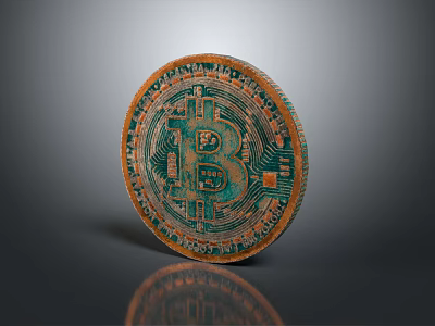 Bitcoin Shaped Decorative Ornament Set With Metallic Design For Tabletop 3d model
