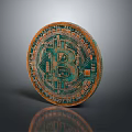 Bitcoin Shaped Decorative Ornament Set With Metallic Design For Tabletop
