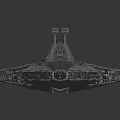 Detailed White Star Destroyer Model With Blue Lights And Futuristic Design
