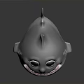 Cute 3D Cartoon Shark with Round White Body Big Blue Eyes and Smiling Mouth