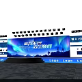 Commercial Stage Equipment with Blue Lighting and Large Screens for Commercial Events