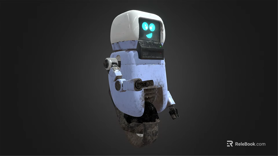 3D Rendered Robot Character With White Head Blue Eyes And Mechanical Limbs 3d model 