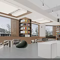 Contemporary Tea Shop Interior With Wooden Counter Bar Stools Display Shelves And Wall Decor