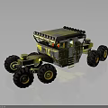 Yellow Off Road Rover With Large Wheels And Sturdy Top Equipment Design