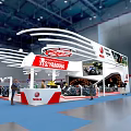 Yamaha Exhibition Booth Featuring Curved Canopy Displaying Motorcycles And Brand Logos
