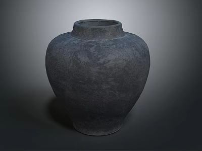 Handcrafted Carved Pottery Sculpture With Dark Gray Textured Surface And Traditional Design 3d model