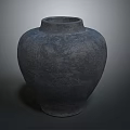 Handcrafted Carved Pottery Sculpture With Dark Gray Textured Surface And Traditional Design