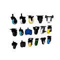 Colorful Swivel Caster Tires with Various Wheel Colors and Sturdy Metal Brackets