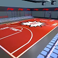 Modern Basketball Gym Exterior With Dark Red Design LI-NING Logo Welcome Sign And Arrow Decorations