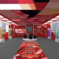 Red and White Coca-Cola Ship With Cartoon Bear Design And Palm Trees