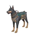 Doberman Pinscher Dog Wearing Tactical Harness With Green And Brown Gear