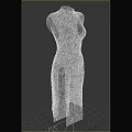 Black High Collar Dress With Side Slit And Decorative Seam Details