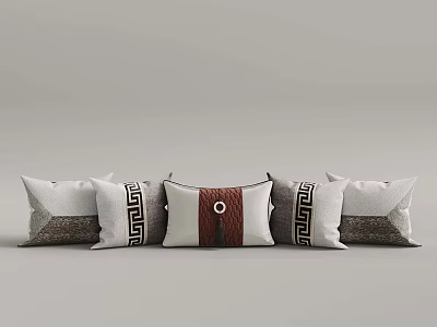 Decorative Pillows With Geometric Patterns Stripe Design And Circular Accent For Home Decor 3d model