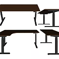 Modern Functional Desk With Wooden Top And Metal Frame In Various Shapes For Office Use