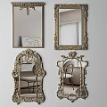 Ornate Decorative Mirrors With Intricate Golden Frames Reflecting Chairs And Interior