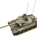 Military Green Main Battle Tank With Armored Turret Cannon And Tracks