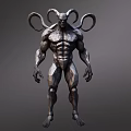 Game Movie Character Muscular Body with Horns and Tentacle Like Rings on Back
