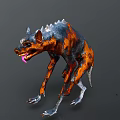 Fierce Orange And Black Hyena With Spiky Back Open Mouth And Pink Tongue