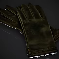 Dark Green Velvet Gloves With Elegant White Fur Trim And Soft Comfortable Texture