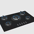 Stylish Kitchen Appliance Gas Cooktop With Black Panel Four Burners Blue Flames And Control Knobs 3d model