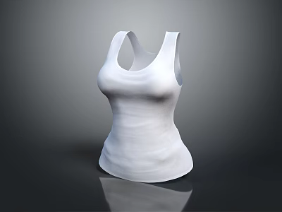 Women's White Tank Top With Sleeveless Fitted Design For Casual Everyday Wear 3d model