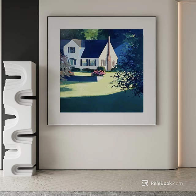 Modern Abstract Painting with Vibrant Colors and Geometric Shapes for Home Decor 3d model 