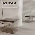 Poliform Modern Coffee Tables With Transparent Base And Dark Tabletop Design 3d model