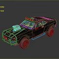 Black Modified Off Road Vehicle With Roof Lights Large Tires And Rugged Exterior Design