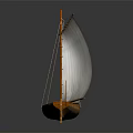 Traditional Wooden Sailboat with White Sails and Multiple Masts Classic Water Transportation Vessel