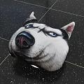Realistic Husky Head Shaped Pillow With Blue Eyes And Black White Fur