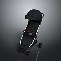 Modern Black Baby Stroller With Canopy Handle And Sleek Design Wheels